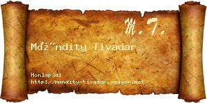 Mándity Tivadar névjegykártya